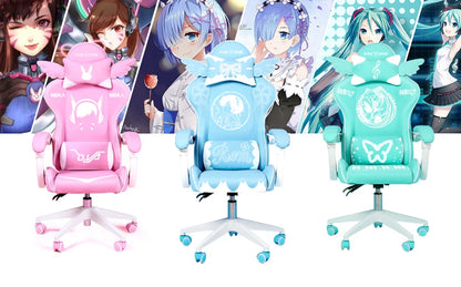 Cute Electronic Music Girl Pink Shilla Gaming Chair Home Office Casual Computer Chair Lifting Rotating Cartoon Chair