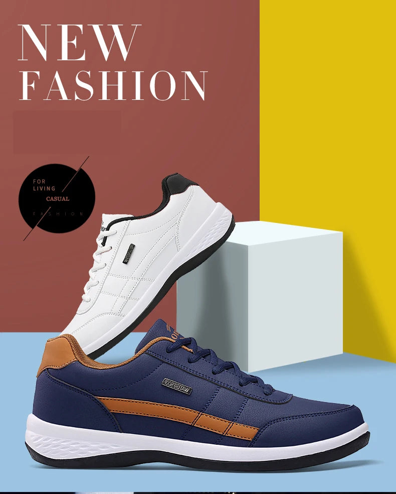 Leather Men Shoes Sneakers Trend Casual Shoe Italian Breathable Leisure Male Sneakers Non-slip Footwear Men Vulcanized Shoes