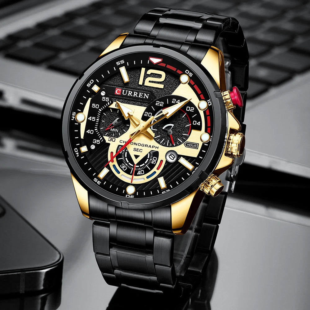 CURREN Men’s Luxury Quartz Chronograph Watch  Sport Design, Waterproof & Date Display