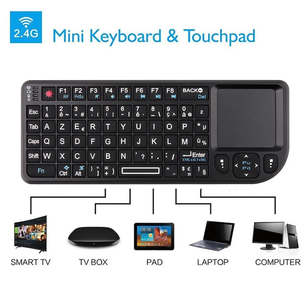 A8 Mini Wireless Keyboard 2.4G RF Backlit Touchpad Russian English Keyboard For MacBook iPad PC Tablet USB Rechargeable Air Mouse