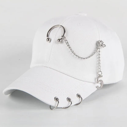 Fashion hip hop cotton baseball cap Creative Piercing Ring Caps Punk Adult Casual Solid Adjustable Unisex hat Snapback hats