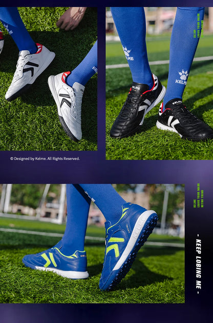 KELME Soccer Shoes TF Football Boots Calf-Skin Cleats  Professional Futsal Original Football Training  Sneakers  ZX80011017