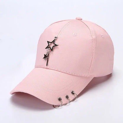 Fashion hip hop cotton baseball cap Creative Piercing Ring Caps Punk Adult Casual Solid Adjustable Unisex hat Snapback hats