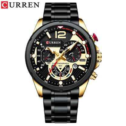 CURREN Men’s Luxury Quartz Chronograph Watch  Sport Design, Waterproof & Date Display