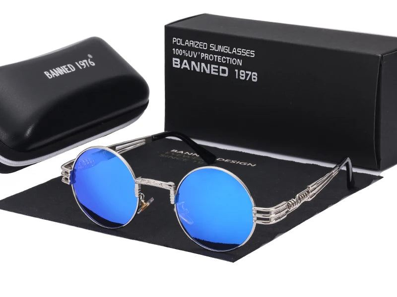 Polarized Gothic Steampunk Sunglasses Men Women Fashion Brand Designer Vintage Round Shades Metal Frame Sun Glasses Oculos