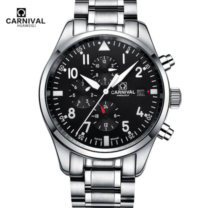CARNIVAL High Quality Sport Watch 100m Waterproof Swimming Automatic Watch Men 24 Hours Calendar HD Luminous Mechanical Watches