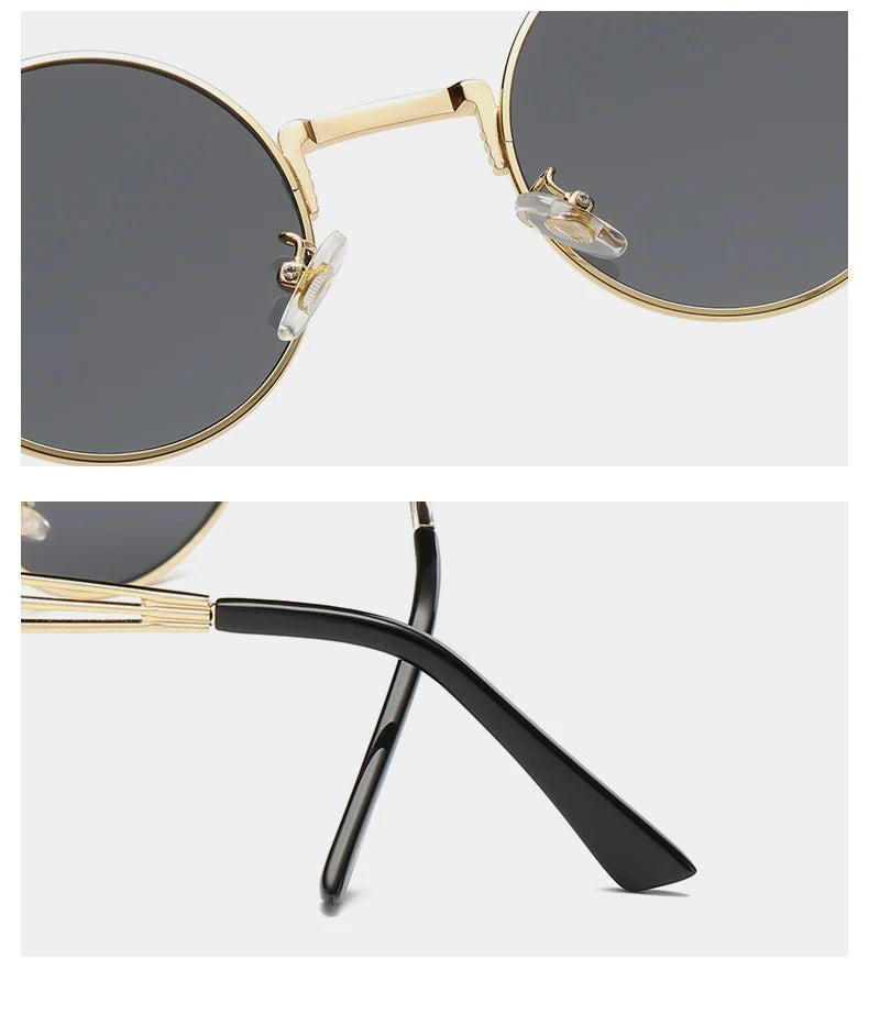 Polarized Gothic Steampunk Sunglasses Men Women Fashion Brand Designer Vintage Round Shades Metal Frame Sun Glasses Oculos