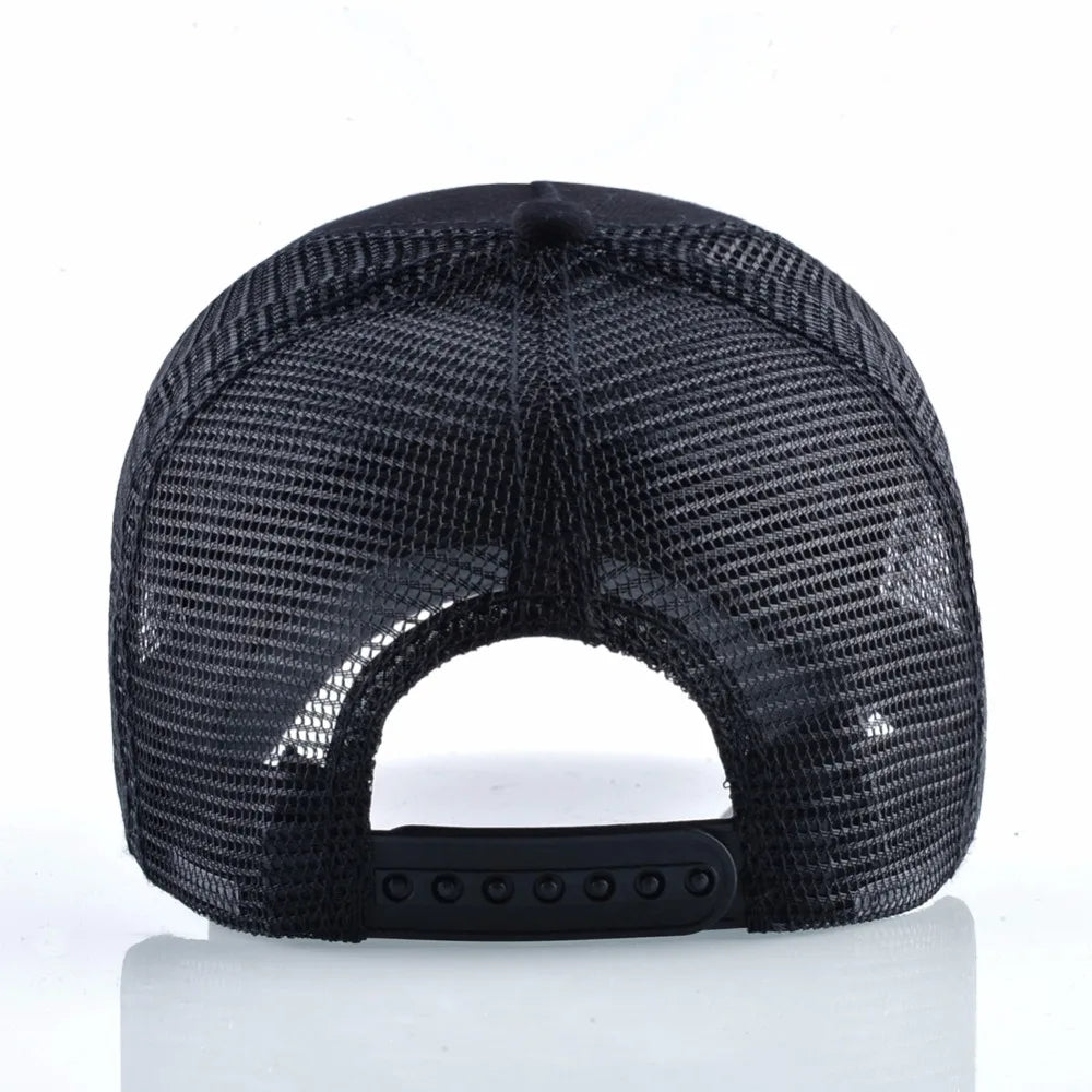 K Snapback Trucker Cap Men's Breathable Mesh Baseball Caps For Women Outdoor Casual Baseball Hat With Wolf Embroidery Patch