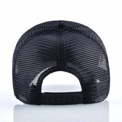 K Snapback Trucker Cap Men's Breathable Mesh Baseball Caps For Women Outdoor Casual Baseball Hat With Wolf Embroidery Patch
