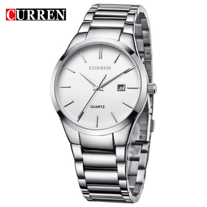 Montre pour homme Curren – Montre de luxe de grande marque, entièrement en acier, avec affichage de la date, montre à quartz tendance, idéale pour un style professionnel.