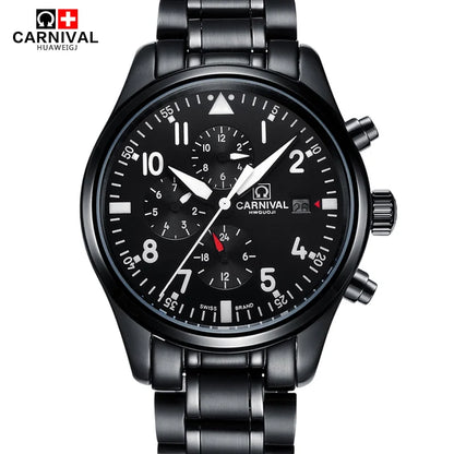 CARNIVAL High Quality Sport Watch 100m Waterproof Swimming Automatic Watch Men 24 Hours Calendar HD Luminous Mechanical Watches