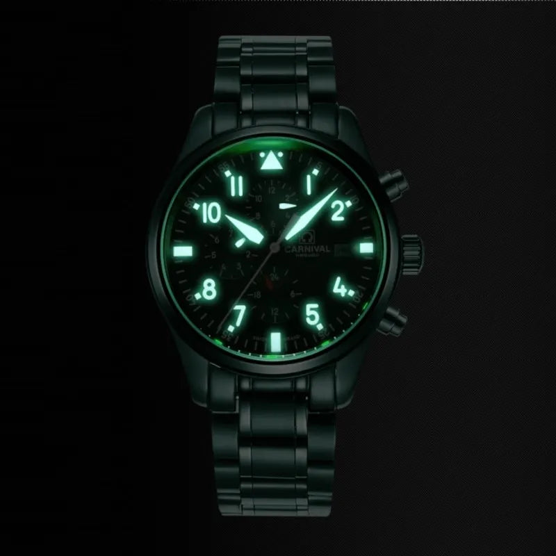 CARNIVAL High Quality Sport Watch 100m Waterproof Swimming Automatic Watch Men 24 Hours Calendar HD Luminous Mechanical Watches