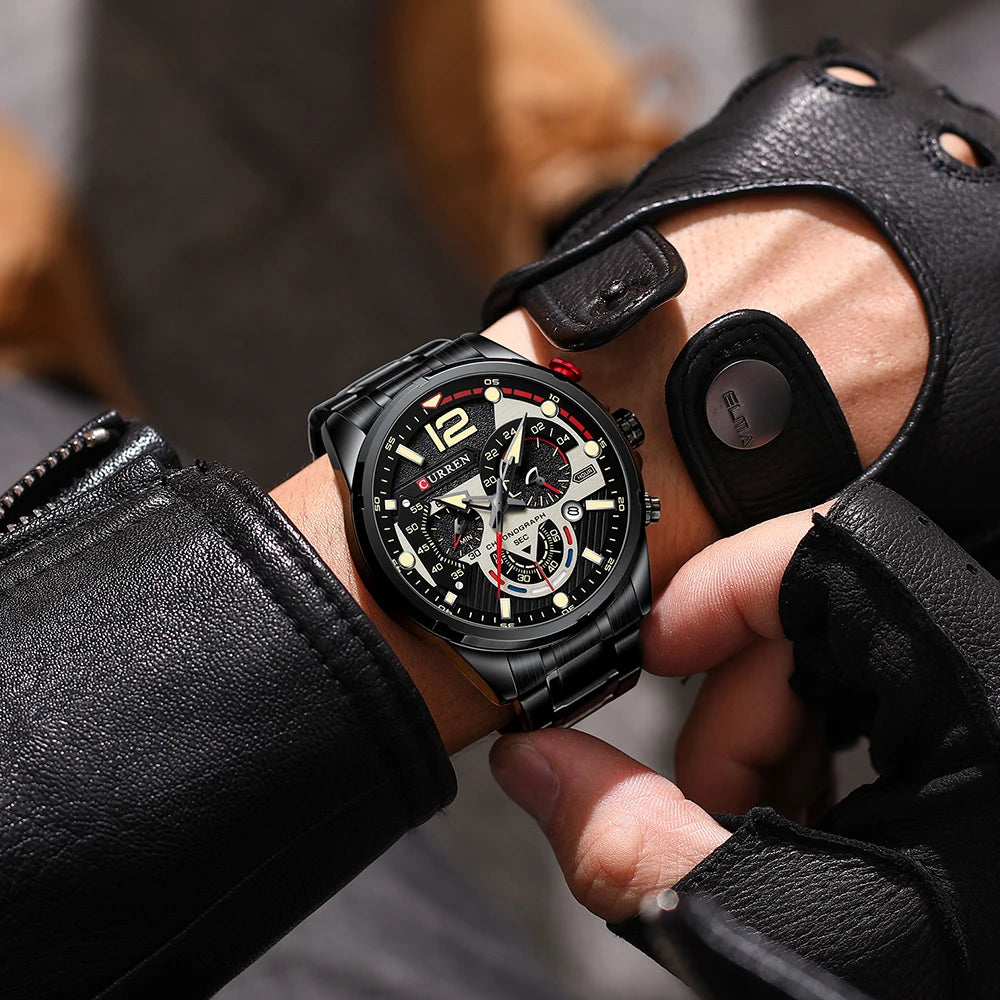 CURREN Men’s Luxury Quartz Chronograph Watch  Sport Design, Waterproof & Date Display