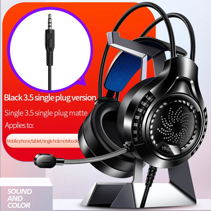 RGB Gaming Headset with Microphone 7.1 Surround Sound Wired Headphones for PC PS5 Laptop, USB Stereo Gaming Headset with HD Audio