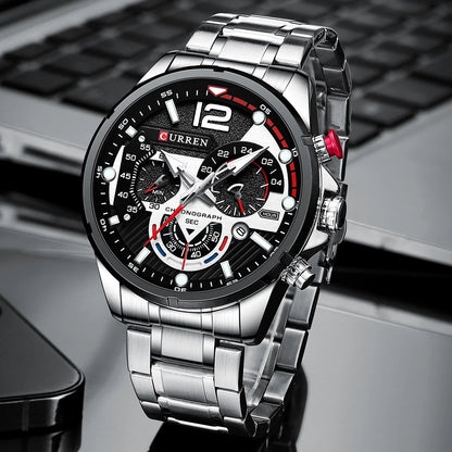 CURREN Men’s Luxury Quartz Chronograph Watch  Sport Design, Waterproof & Date Display