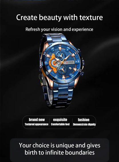 CURREN Men Watch Top Brand Luxury Sports Quartz Mens Watches Full Steel Waterproof Chronograph Wristwatch Men Relogio Masculino