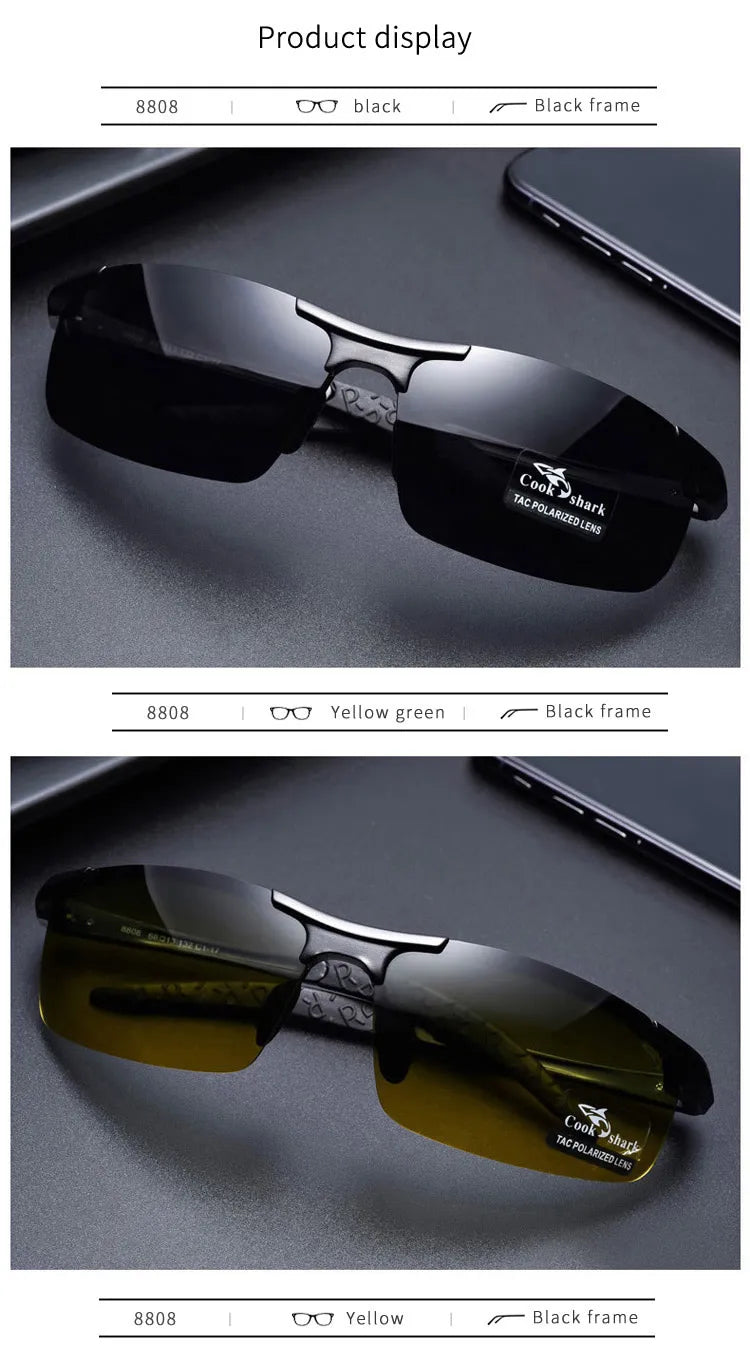 Cook Shark's new aluminum magnesium sunglasses men's sunglasses HD polarized driving drivers color glasses tide