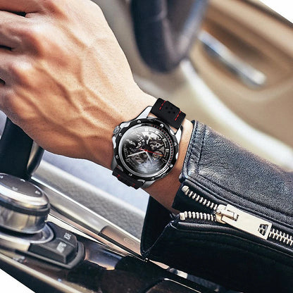 Reloj automático para hombre WINNER: modelo mecánico esqueleto, agujas luminiscentes, correa de caucho, estilo deportivo y lujoso, ideal para actividades al aire libre