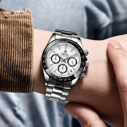 BENYAR herenhorloges – Luxe chronograaf, sportief model, waterdicht, van roestvrij staal, met quartz uurwerk