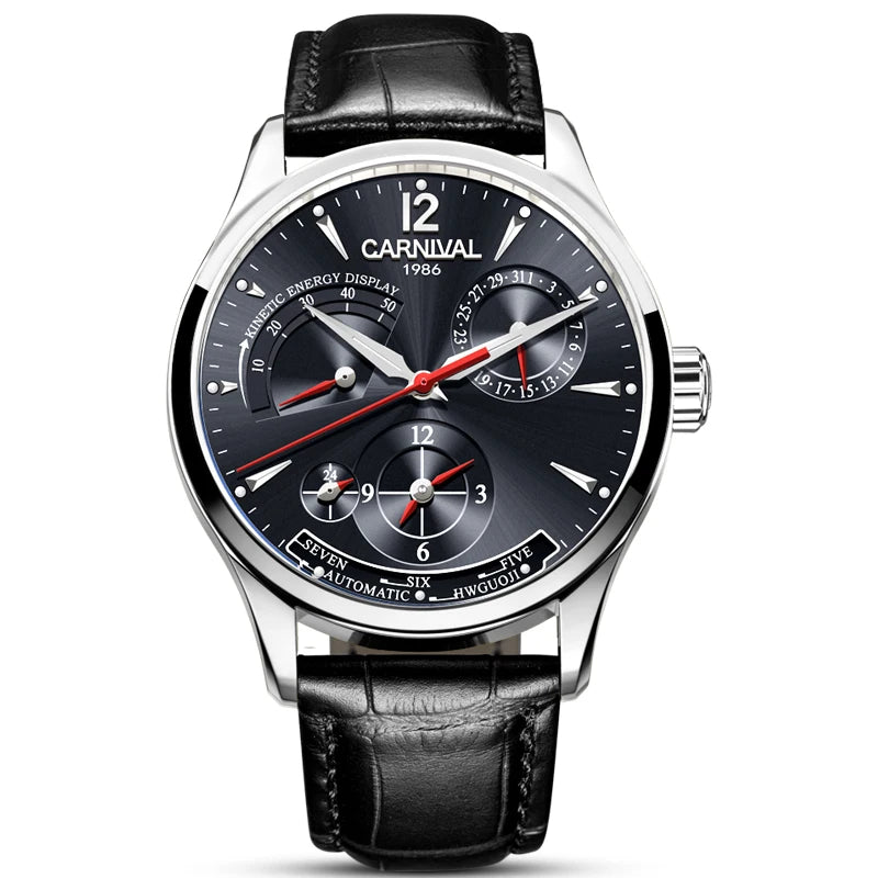 CARNIVAL New Dual Time Zone Watches for Men Automatic Multifunction Men Mechanical Wristwatches Sapphire Calendar Montre Homme