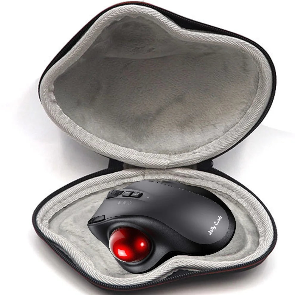 2400DPI Trackball Mouse, 2.4G & Bluetooth Rechargeable Mouse with EVA Case Bag Vertical Ergonomic Mice for Laptop iPad MacBook