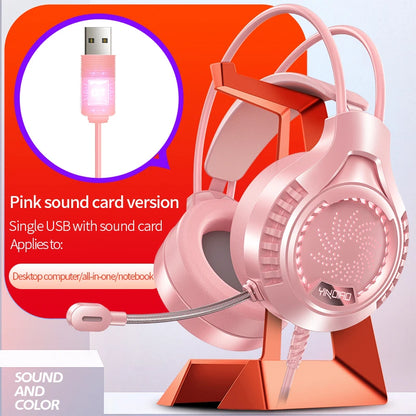 RGB Gaming Headset with Microphone 7.1 Surround Sound Wired Headphones for PC PS5 Laptop, USB Stereo Gaming Headset with HD Audio