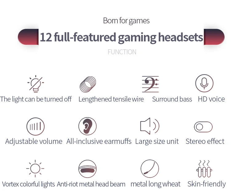 RGB Gaming Headset with Microphone 7.1 Surround Sound Wired Headphones for PC PS5 Laptop, USB Stereo Gaming Headset with HD Audio