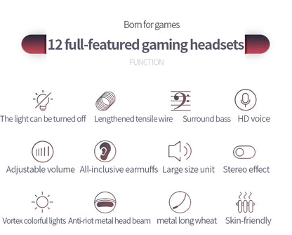 RGB Gaming Headset with Microphone 7.1 Surround Sound Wired Headphones for PC PS5 Laptop, USB Stereo Gaming Headset with HD Audio