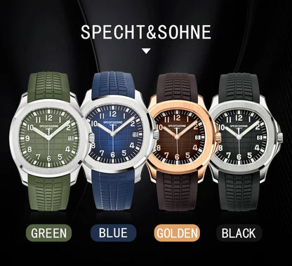 Specht&Sohne Brand Automatic Mechanical Watches Sports Wristwatches Green Sapphire Luminous 50M Waterproof  Relogio Masculino