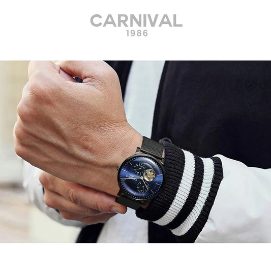 Montre mécanique pour homme Carnival – Montre-bracelet automatique de luxe avec verre saphir