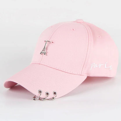 Fashion hip hop cotton baseball cap Creative Piercing Ring Caps Punk Adult Casual Solid Adjustable Unisex hat Snapback hats