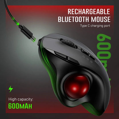 2400DPI Trackball Mouse, 2.4G & Bluetooth Rechargeable Mouse with EVA Case Bag Vertical Ergonomic Mice for Laptop iPad MacBook