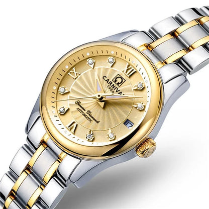Montre mécanique de luxe pour femme de la marque CARNIVAL – Montre-bracelet automatique, élégante, dotée d'un verre saphir et étanche