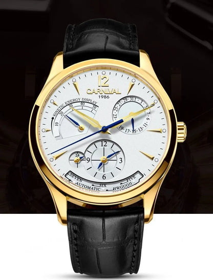 CARNIVAL New Dual Time Zone Watches for Men Automatic Multifunction Men Mechanical Wristwatches Sapphire Calendar Montre Homme