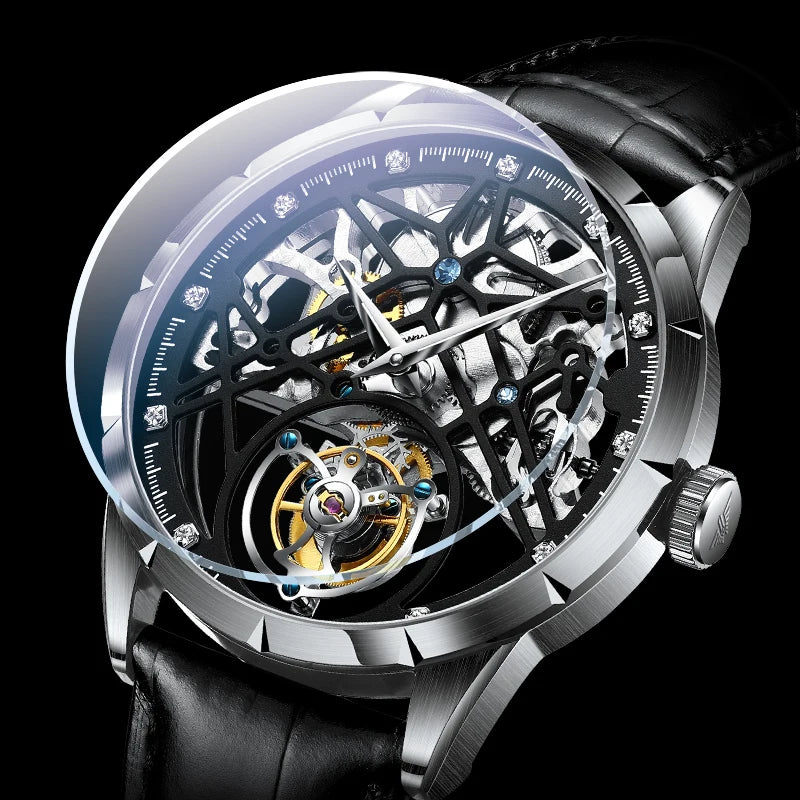 JINLERY Fashion Real Tourbillon Watch Man Luxury Skeleton Watches for Men Wristwatch Male Clock New  Gifts Relogio Masculino2025