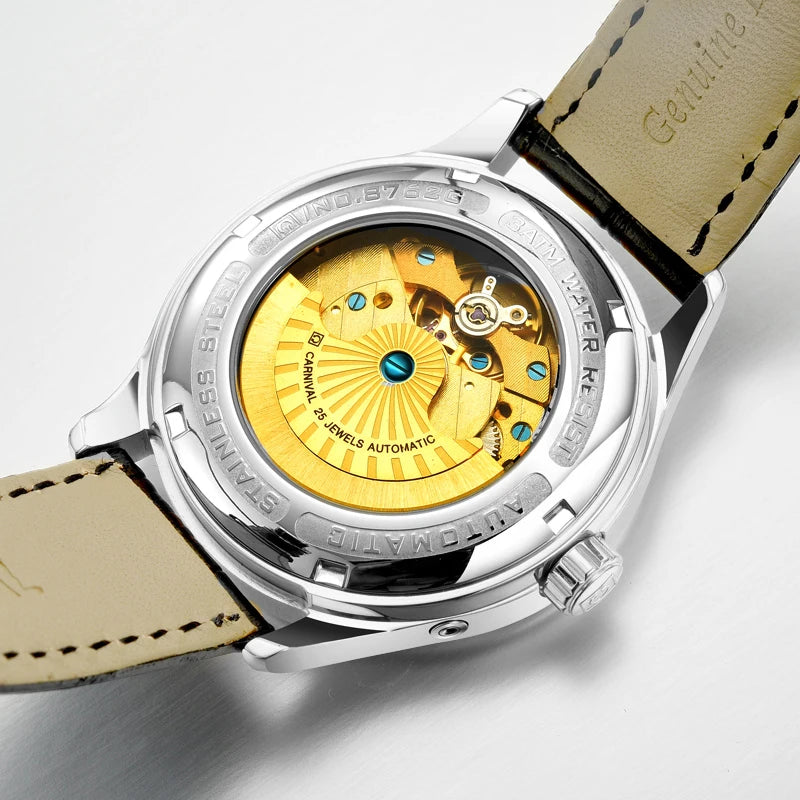 CARNIVAL New Dual Time Zone Watches for Men Automatic Multifunction Men Mechanical Wristwatches Sapphire Calendar Montre Homme