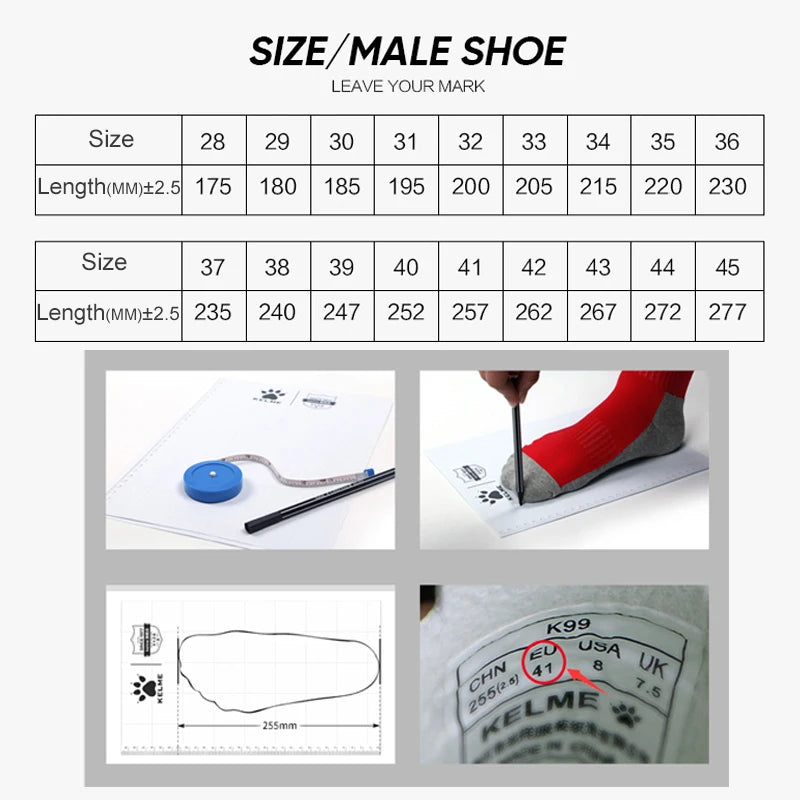KELME Soccer Shoes TF Football Boots Calf-Skin Cleats  Professional Futsal Original Football Training  Sneakers  ZX80011017