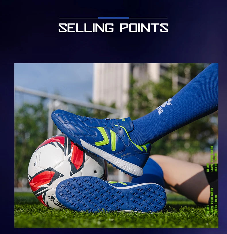 KELME Soccer Shoes TF Football Boots Calf-Skin Cleats  Professional Futsal Original Football Training  Sneakers  ZX80011017