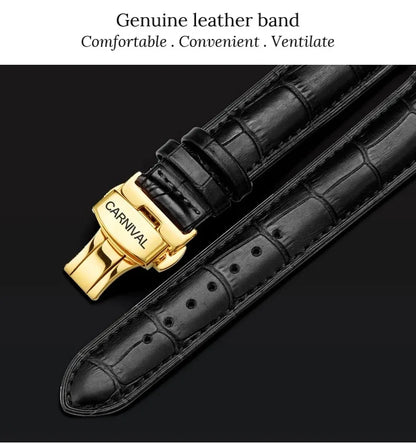 CARNIVAL New Dual Time Zone Watches for Men Automatic Multifunction Men Mechanical Wristwatches Sapphire Calendar Montre Homme