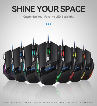 USB Wired Mouse 7 Button 2400DPI Gaming Mouse RGB Breathing Light Mecha Mice Ergonomic Optical Office Mice For Desktop Laptop