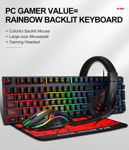Spanish Keyboard with Spanish Layout Russian Arabic Keyboard Mouse Kit 100% Keyboard ISO Color Backlight Wired Gaming Office T20