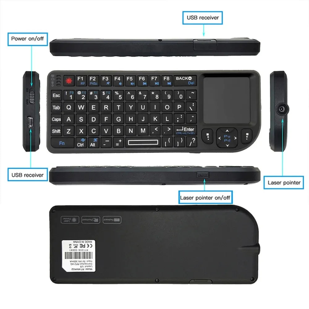 A8 Mini Wireless Keyboard 2.4G 7 Color Backlit 3 in1 Handheld Keyboard with Touchpad Air Mouse for Android TV Box PC Tablet