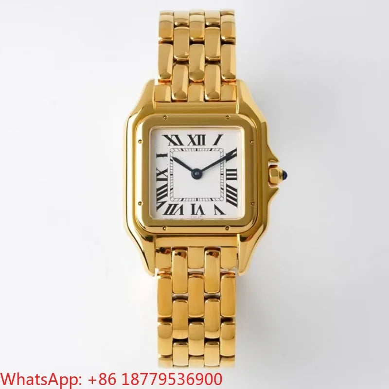 2026 Custom Women Luxury Brand Square Roman Dial Gold And Silver Women's Steel With Diamond Case Quartz Movement Watches