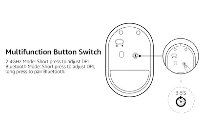 Rapoo M300G Multi-Mode 2.4G Wireless and Bluetooth 4.0/5.0 Mouse 2400DPI Ergonomic Silent Mouse for Computer PC Laptop