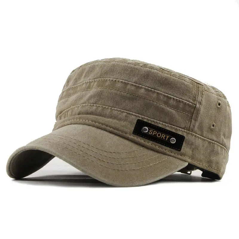 Casual Washed Cotton Flat Top Hat Adjustable Fisher Caps Men Women Cadet Military Cap Unique Design Vintage Cap Four Season ﻿