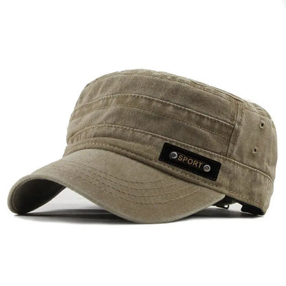 Casual Washed Cotton Flat Top Hat Adjustable Fisher Caps Men Women Cadet Military Cap Unique Design Vintage Cap Four Season ﻿