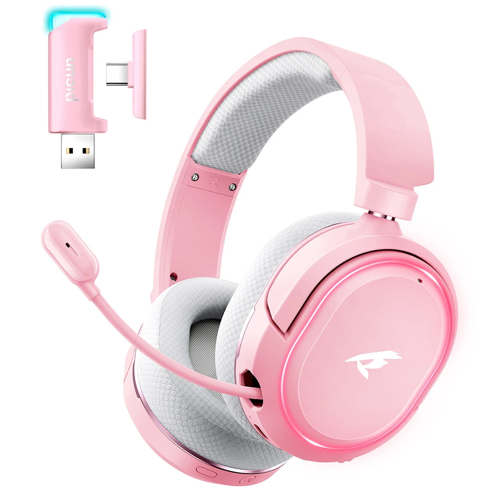 Picun G2 Wireless Gaming Headset Bluetooth 5.3, 7.1 Surround Sound Gaming Headphones, 2.4G Low Latency Wireless Gaming Headset with ENC Microphone for PC, PS5, PS4, Switch & Mobile