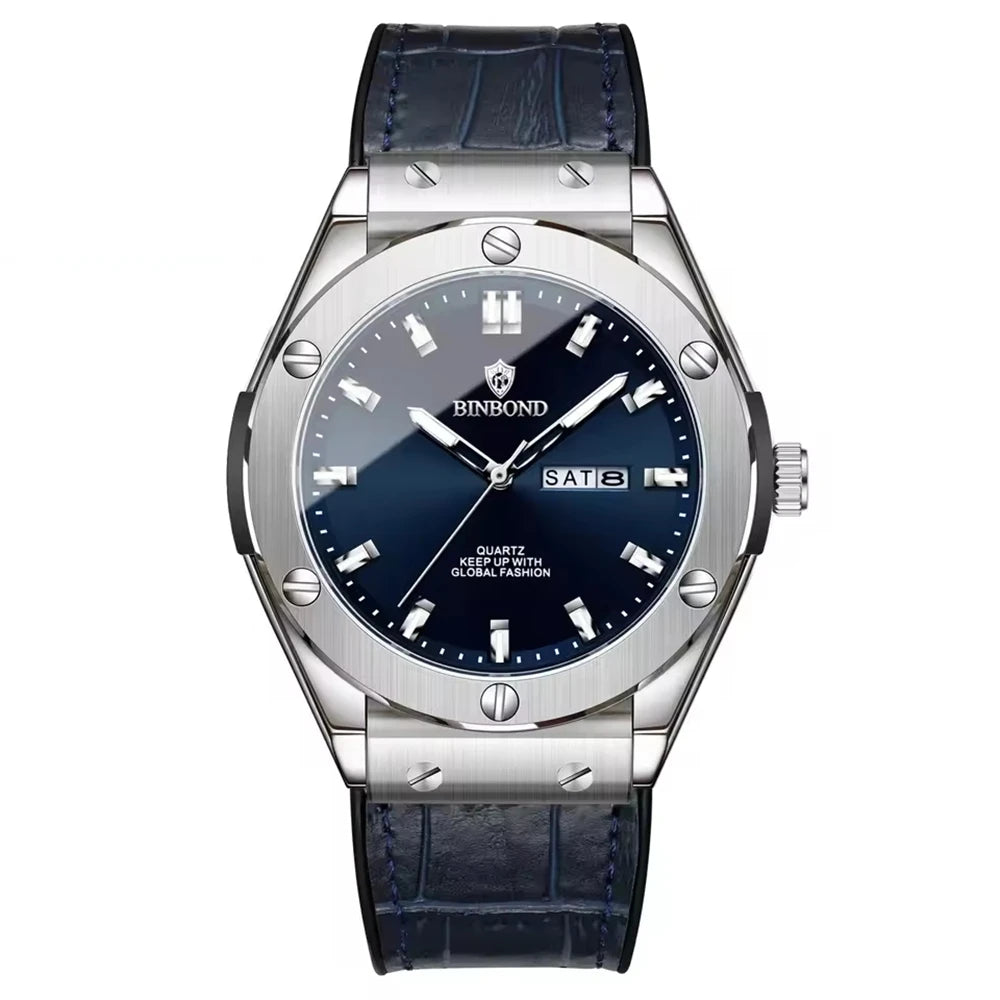 Montre pour homme, style décontracté, bracelet en cuir, modèle automatique ou à quartz, accessoire de luxe, idée cadeau idéale, montre-bracelet tendance.
