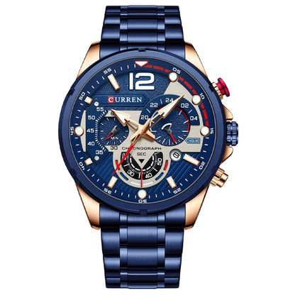 CURREN Men’s Luxury Quartz Chronograph Watch  Sport Design, Waterproof & Date Display