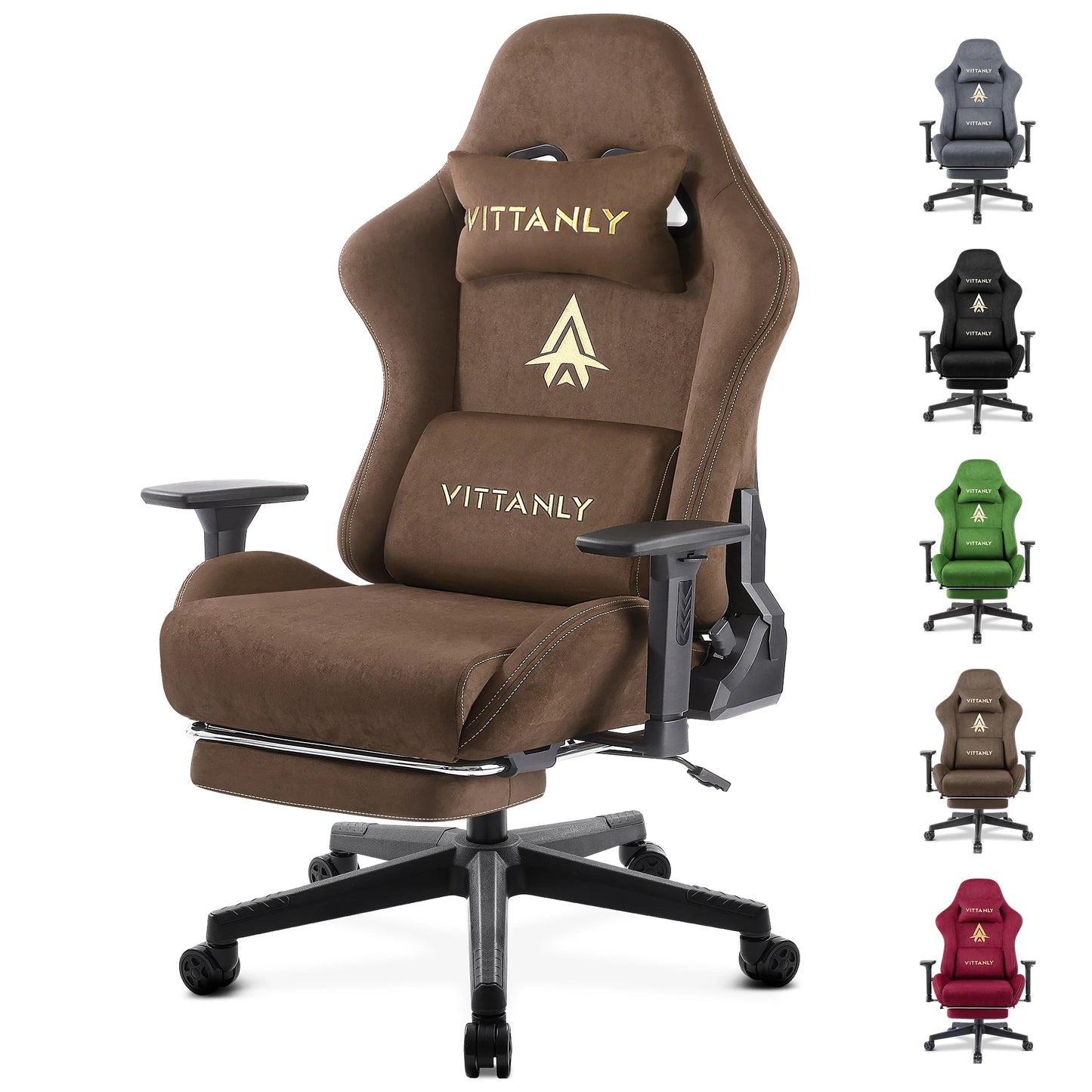 Brand Gaming Chair Breathable Ergonomic Office Chair Lumbar Support Height Adjustable Faux Suede Recliner with Footrest Headrest